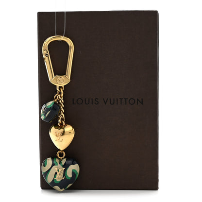 Louis Vuitton Leopard Heart Bag Charm Key Holder Blue Infini 4 of 4