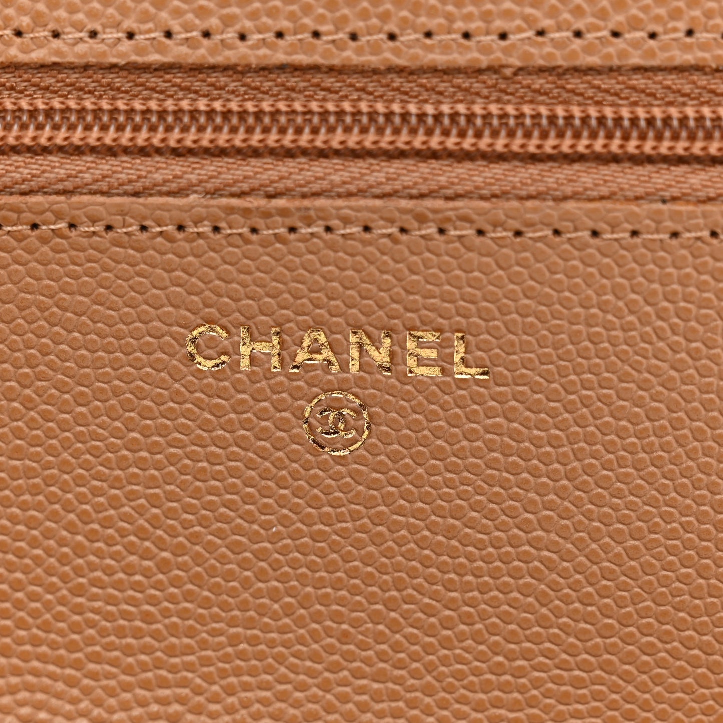 Caviar Quilted Wallet on Chain WOC Dark Beige