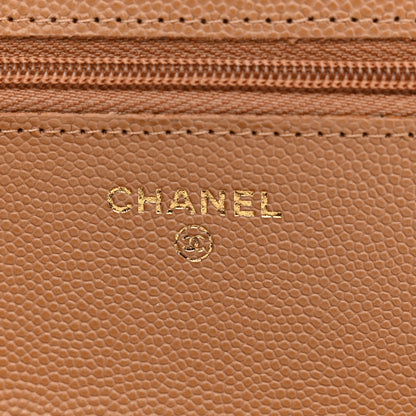 Chanel Caviar Quilted Wallet on Chain WOC Dark Beige 6 of 12