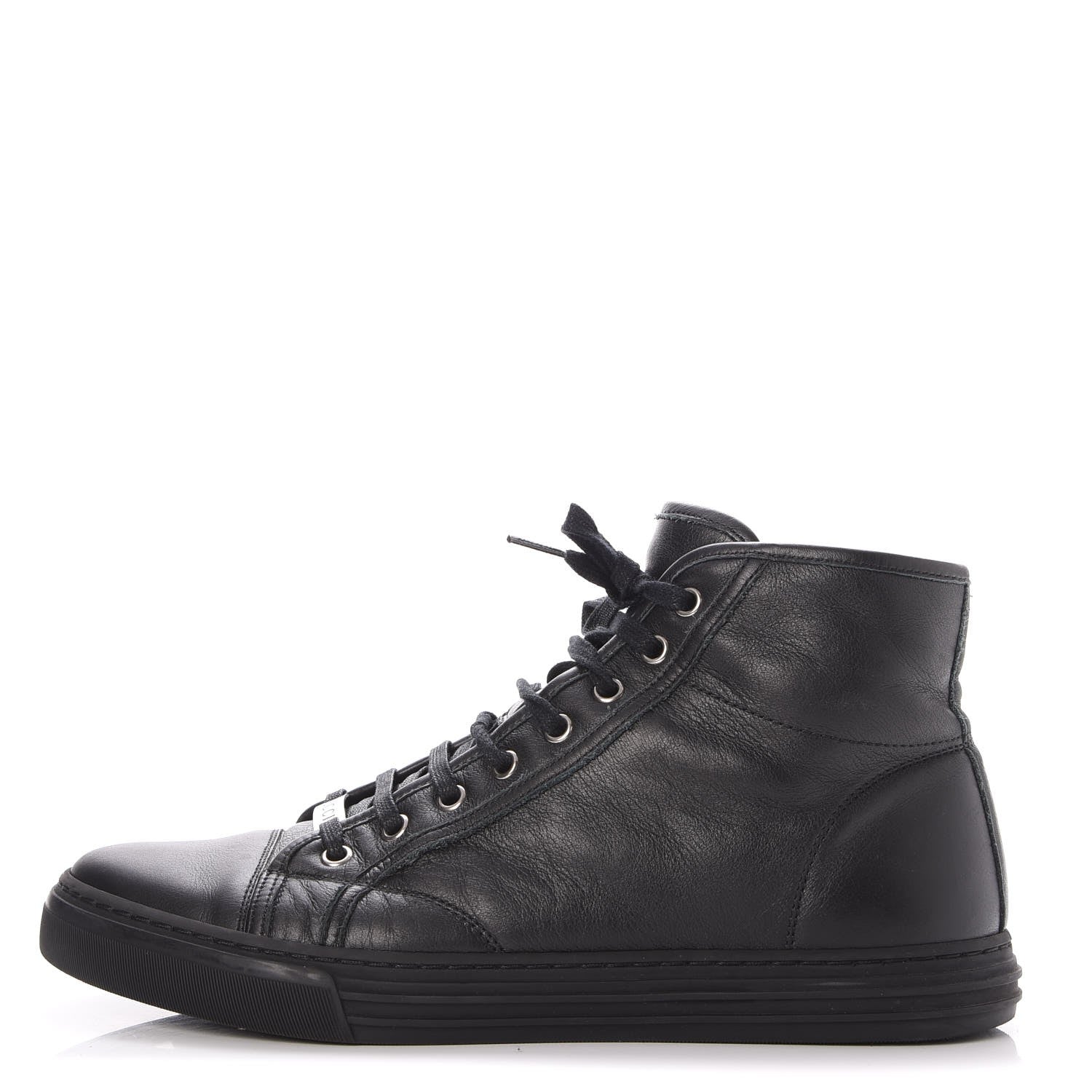 Gucci Mens Calfskin Miro Soft High Top Sneakers 8 Black 1 of 12