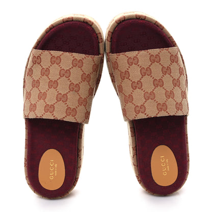 Gucci Canvas GG Monogram Angelina Platform Slide Sandals 40 Beige Ruggine 2 of 9