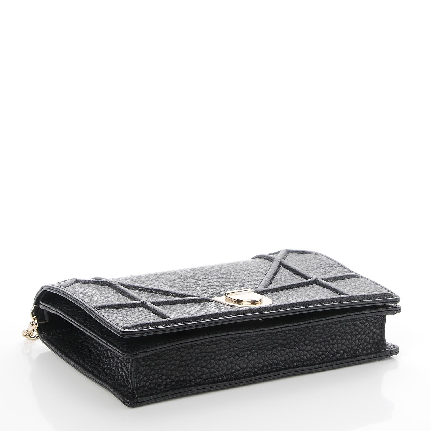 Christian Dior Grained Calfskin Diorama Wallet on Chain Pouch Black 4 of 7