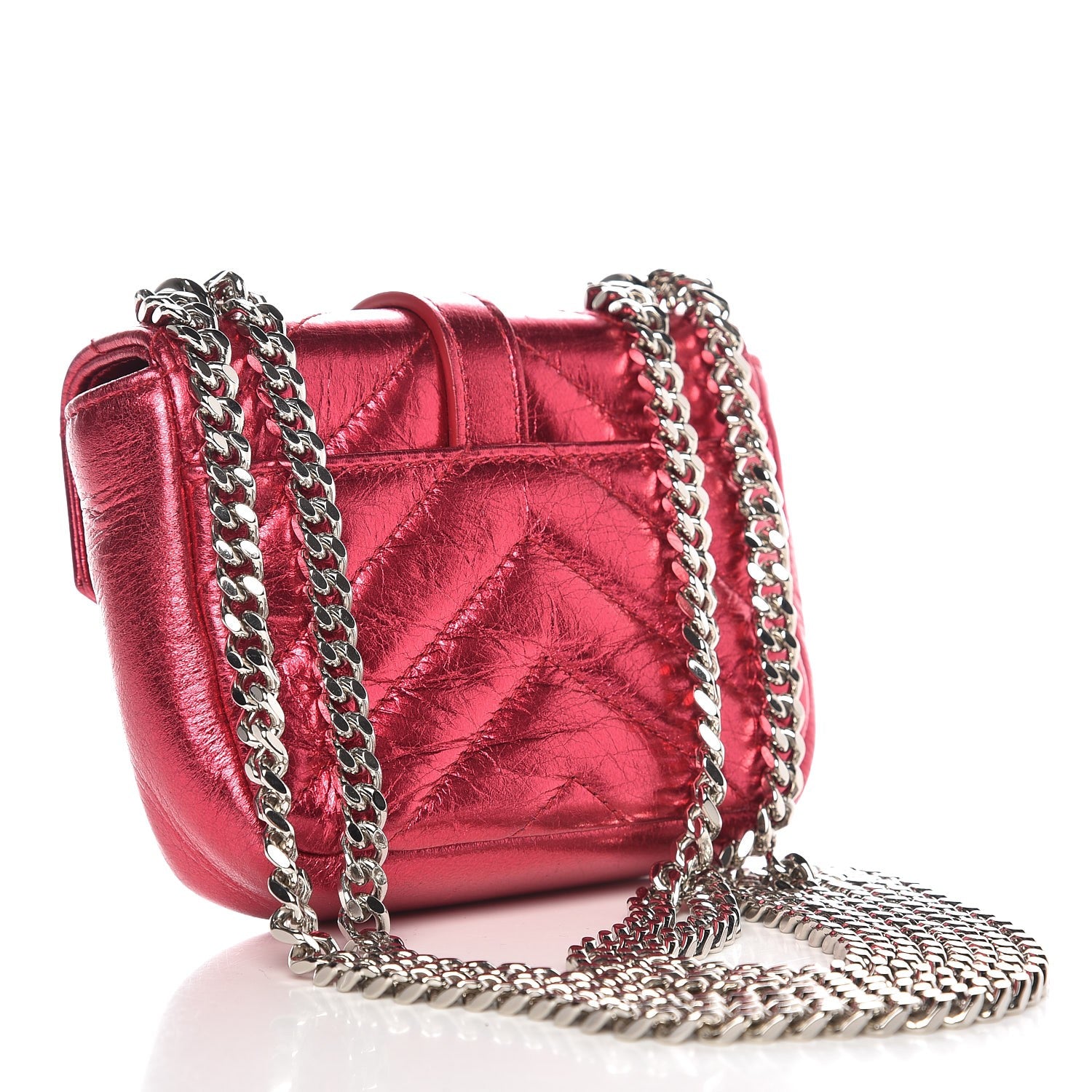 Saint Laurent Metallic Calfskin Chevron Monogram Micro Crossbody Bag Elect 3 of 7
