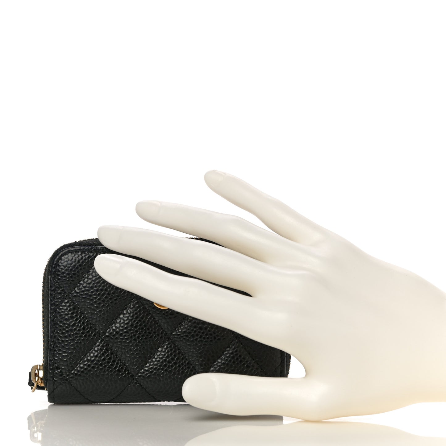 Caviar Quilted Zip Coin Purse Black