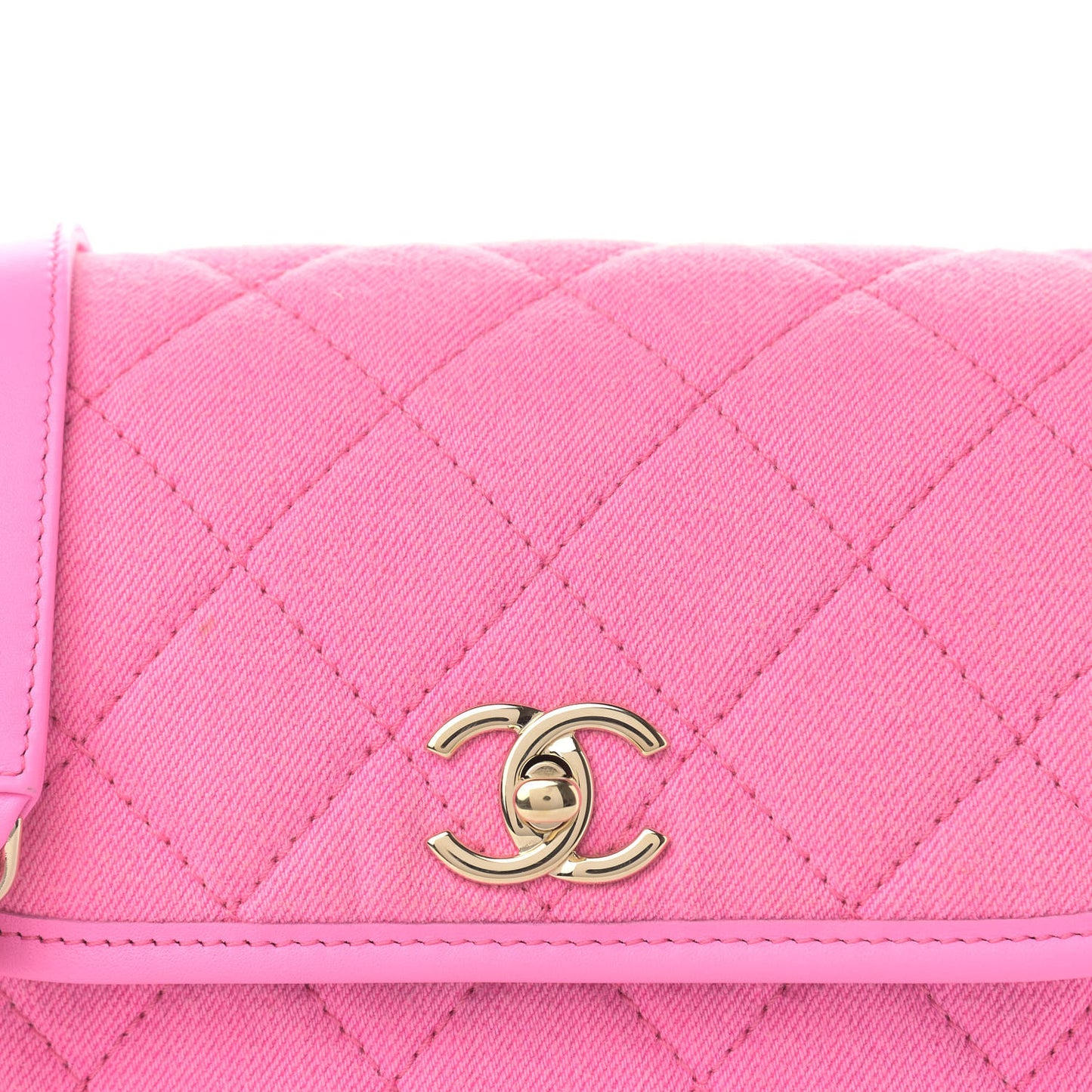 Denim Quilted Small Messenger Flap Neon Pink