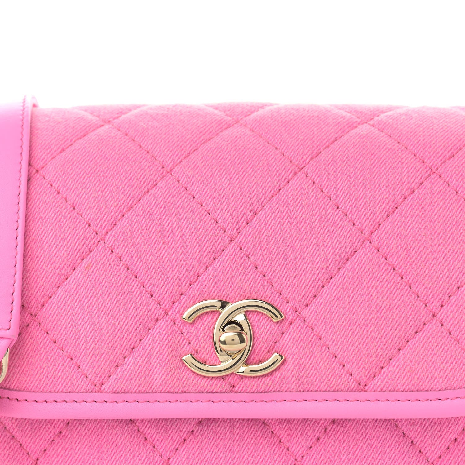 Chanel Denim Quilted Small Messenger Flap Neon Pink 8 of 13