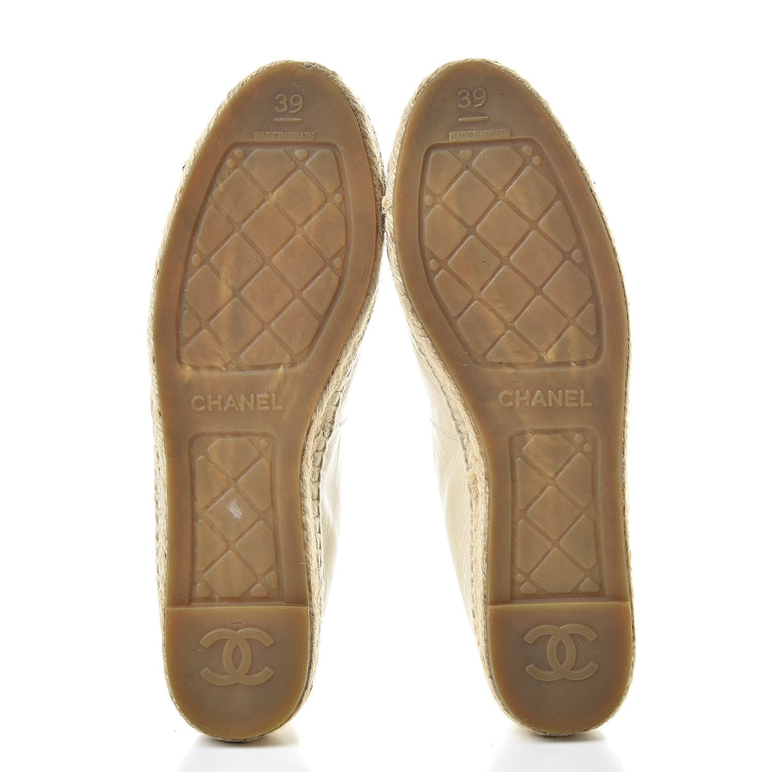 Chanel Metallic Calfskin Grosgrain CC Espadrilles 39 Ivory Black 7 of 13