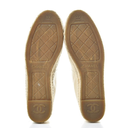 Chanel Metallic Calfskin Grosgrain CC Espadrilles 39 Ivory Black 7 of 13