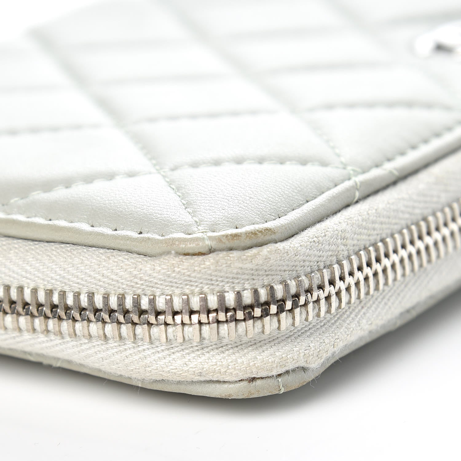 Chanel Lambskin Quilted Large Gusset Zip Around Wallet Light Green 11 of 14