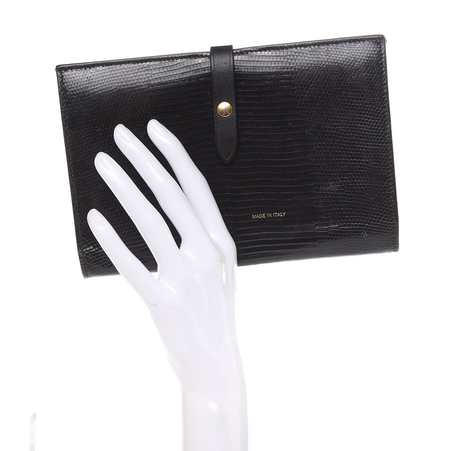 Celine Lizard Calfskin Large Multifunction Strap Wallet Black 2 of 14