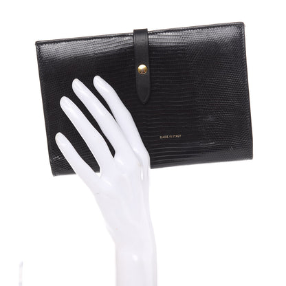 Celine Lizard Calfskin Large Multifunction Strap Wallet Black 2 of 14