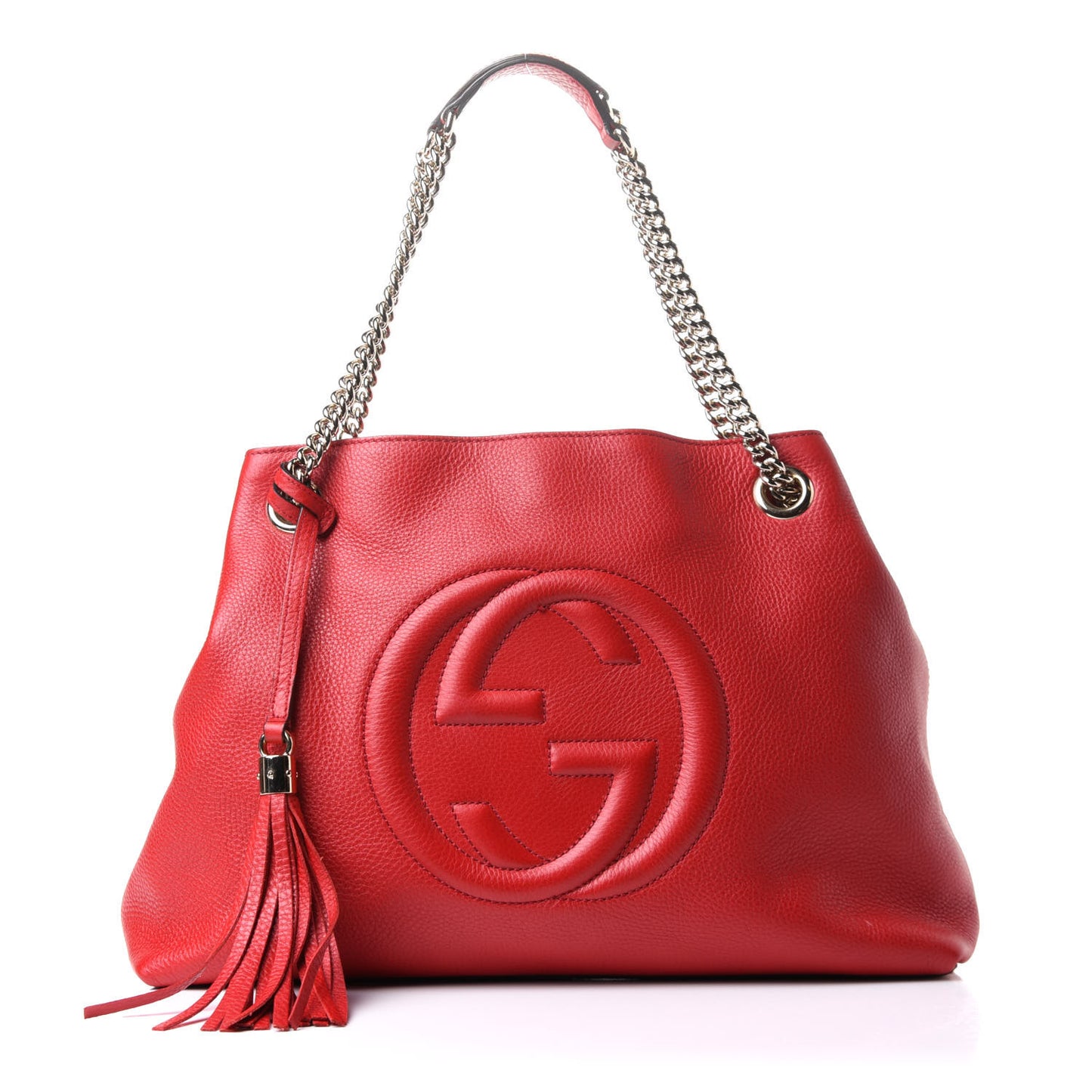 Pebbled Calfskin Medium Soho Chain Shoulder Bag Tabasco Red