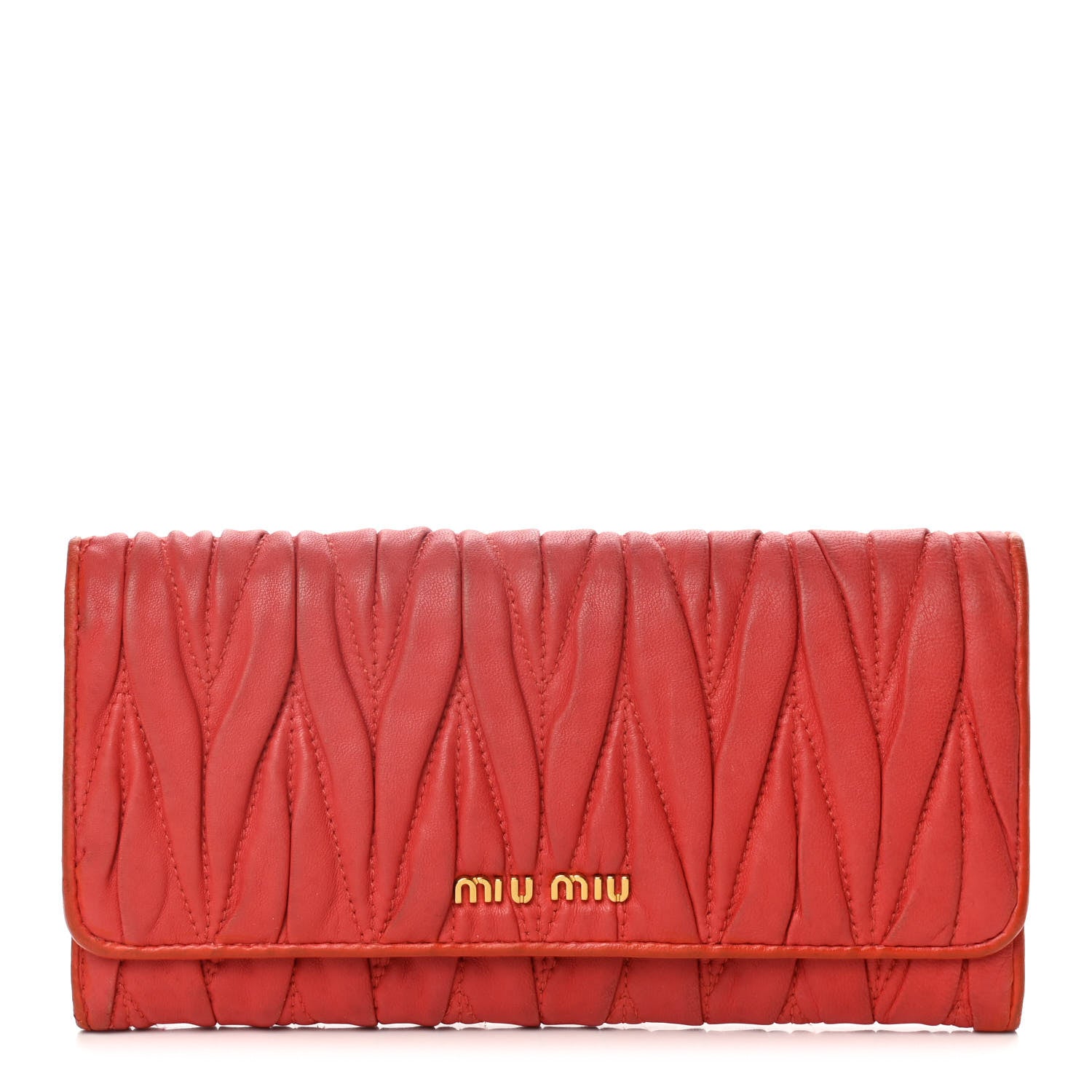 Miu Miu Nappa Matelasse Flap Wallet Fuoco 1 of 13
