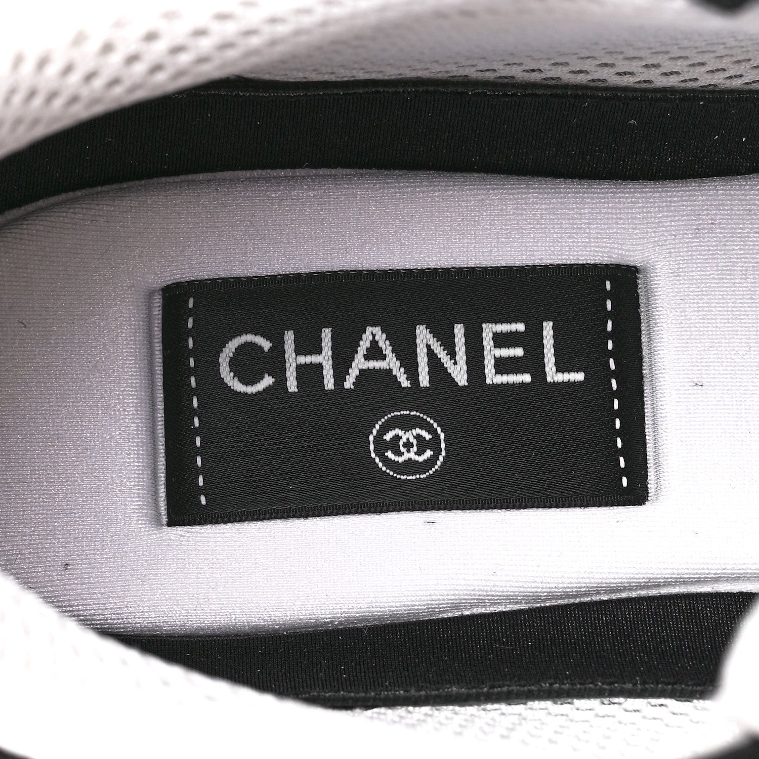 Chanel Mesh Suede Grained Calfskin Womens CC Sneakers 38 Black White 7 of 9