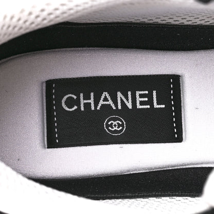 Chanel Mesh Suede Grained Calfskin Womens CC Sneakers 38 Black White 7 of 9