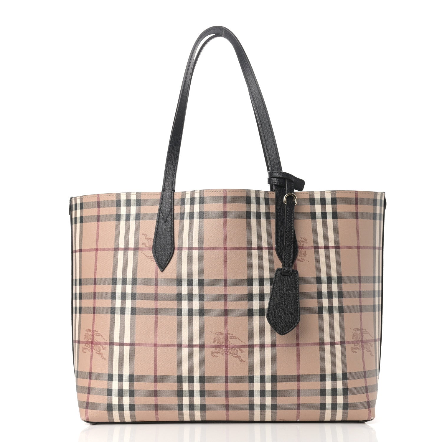 Burberry Grainy Calfskin Haymarket Check Medium Reversible Tote Black 9 of 18