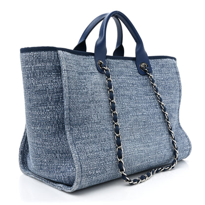 Chanel Woven Straw Raffia Medium Deauville Tote Blue 3 of 9