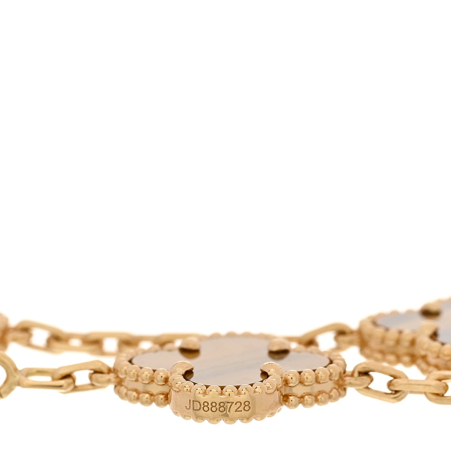 18K Yellow Gold Tiger Eye 5 Motifs Vintage Alhambra Bracelet