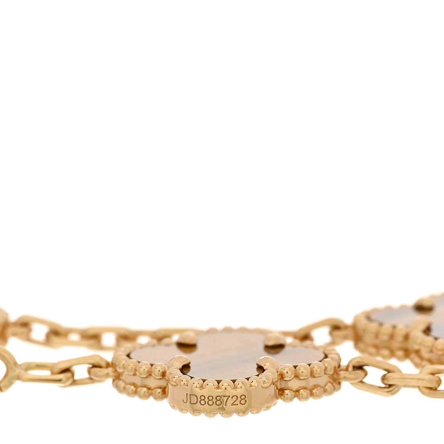 Van Cleef & Arpels 18K Yellow Gold Tiger Eye 5 Motifs Vintage Alhambra Bracelet 4 of 5