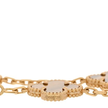 Van Cleef & Arpels 18K Yellow Gold Tiger Eye 5 Motifs Vintage Alhambra Bracelet 4 of 5