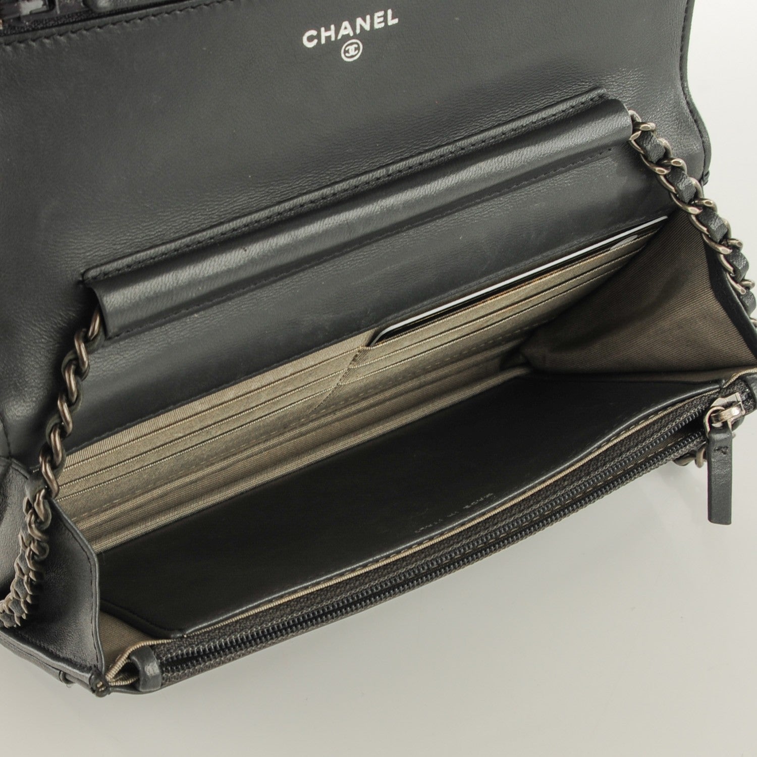 Chanel Lambskin Quilted Boy Wallet On Chain WOC Dark Grey 5 of 8