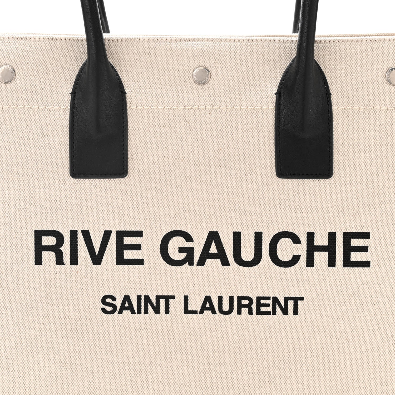 Saint Laurent Linen Calfskin Small Rive Gauche Tote Greggio Natural 8 of 10