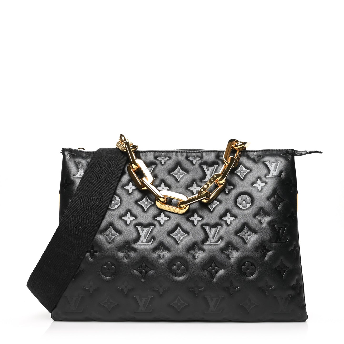 Lambskin Embossed Monogram Coussin MM Black