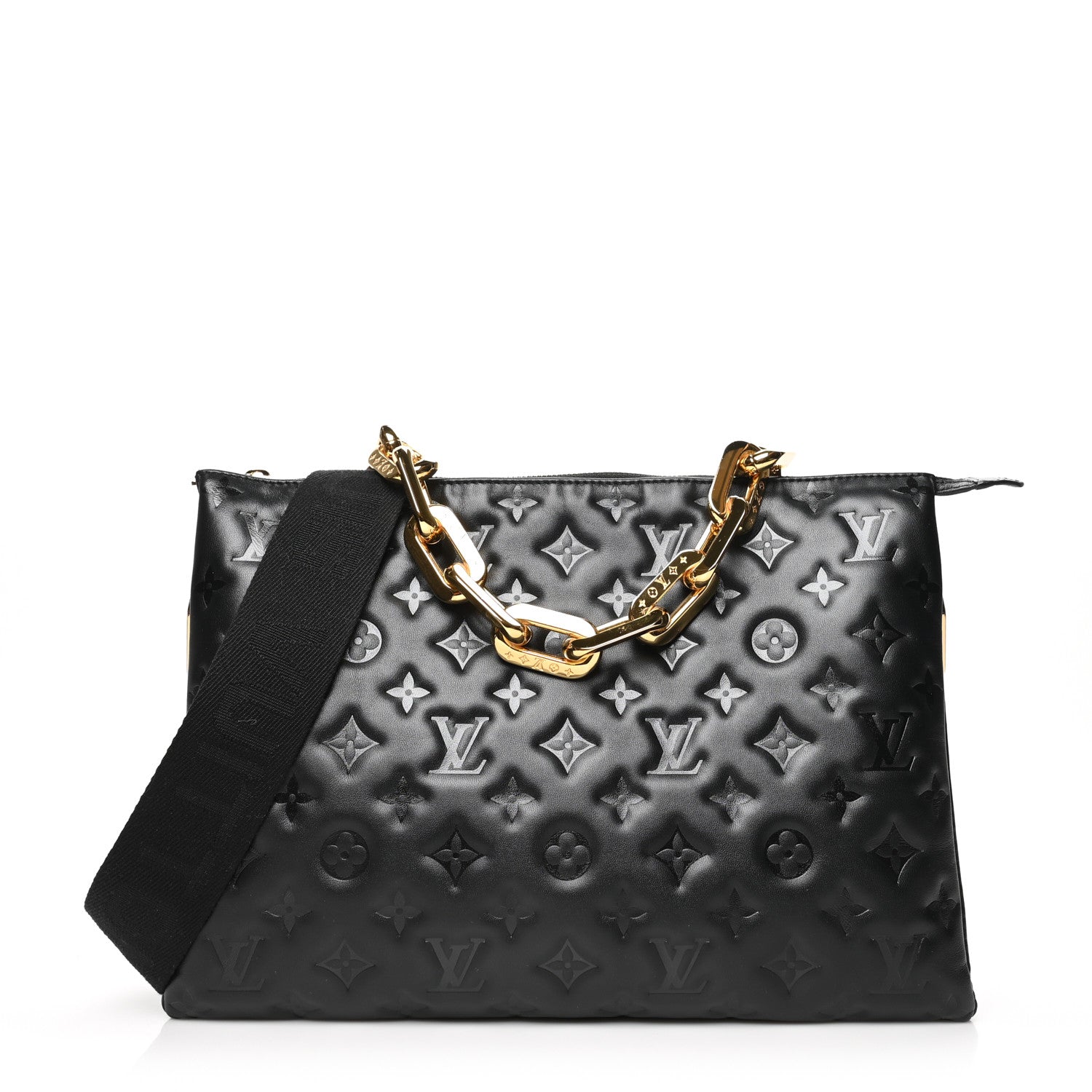 Louis Vuitton Lambskin Embossed Monogram Coussin MM Black 1 of 8