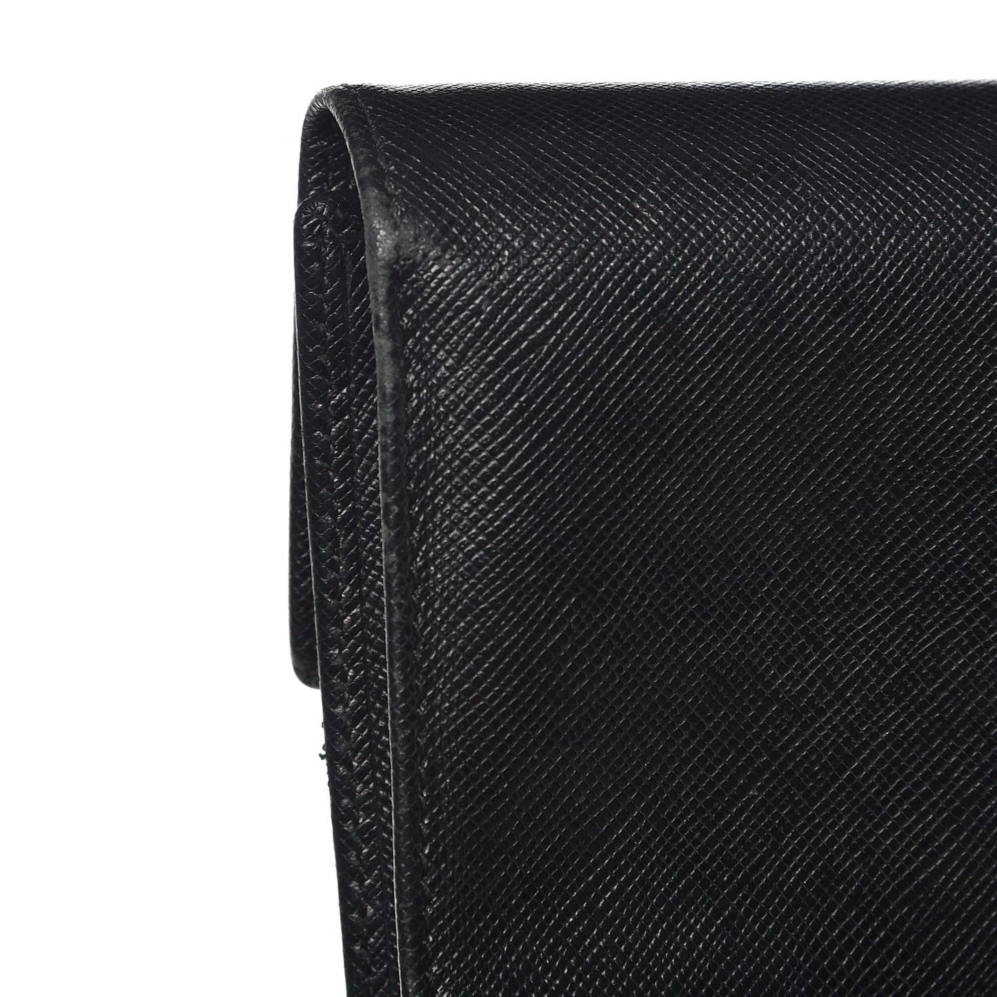 Saffiano Triangle Flap Compact Wallet Nero Black