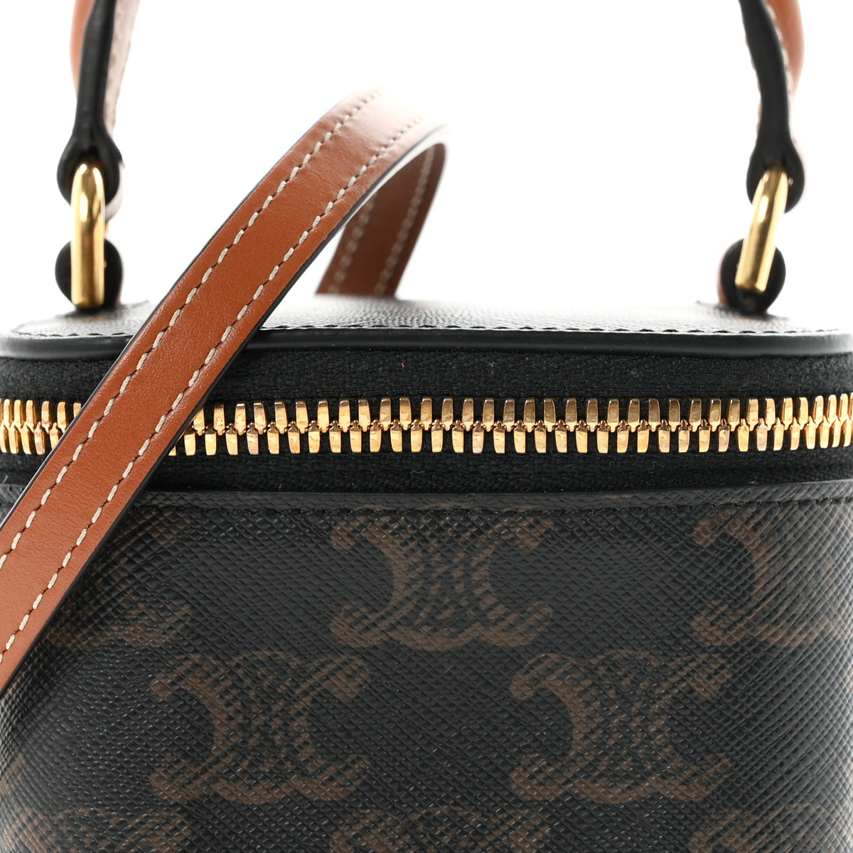 Celine Triomphe Canvas Calfskin Mini Vanity Case Tan 8 of 11