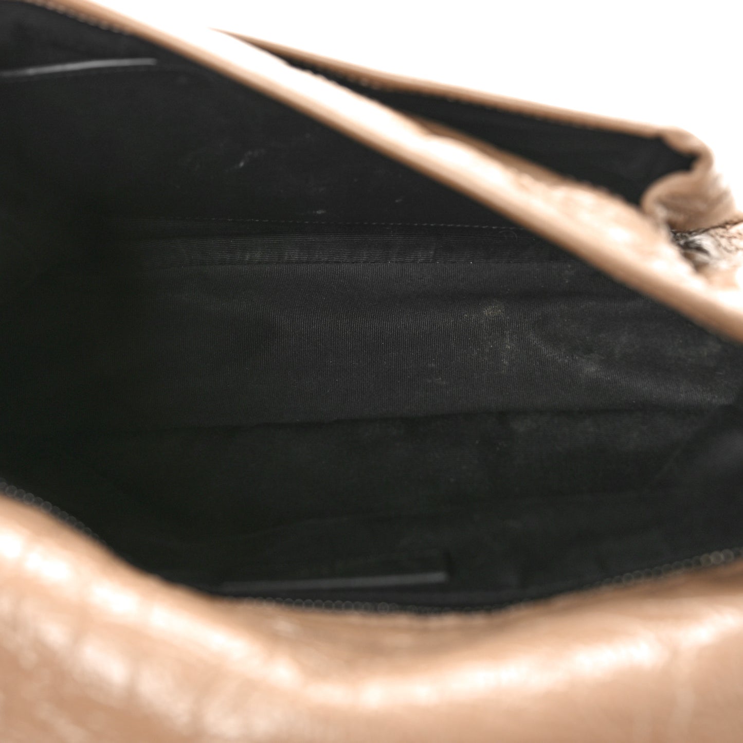 SAINT LAURENT Crinkled Calfskin Matelasse Monogram Medium Niki Chain Satchel Gold Sand