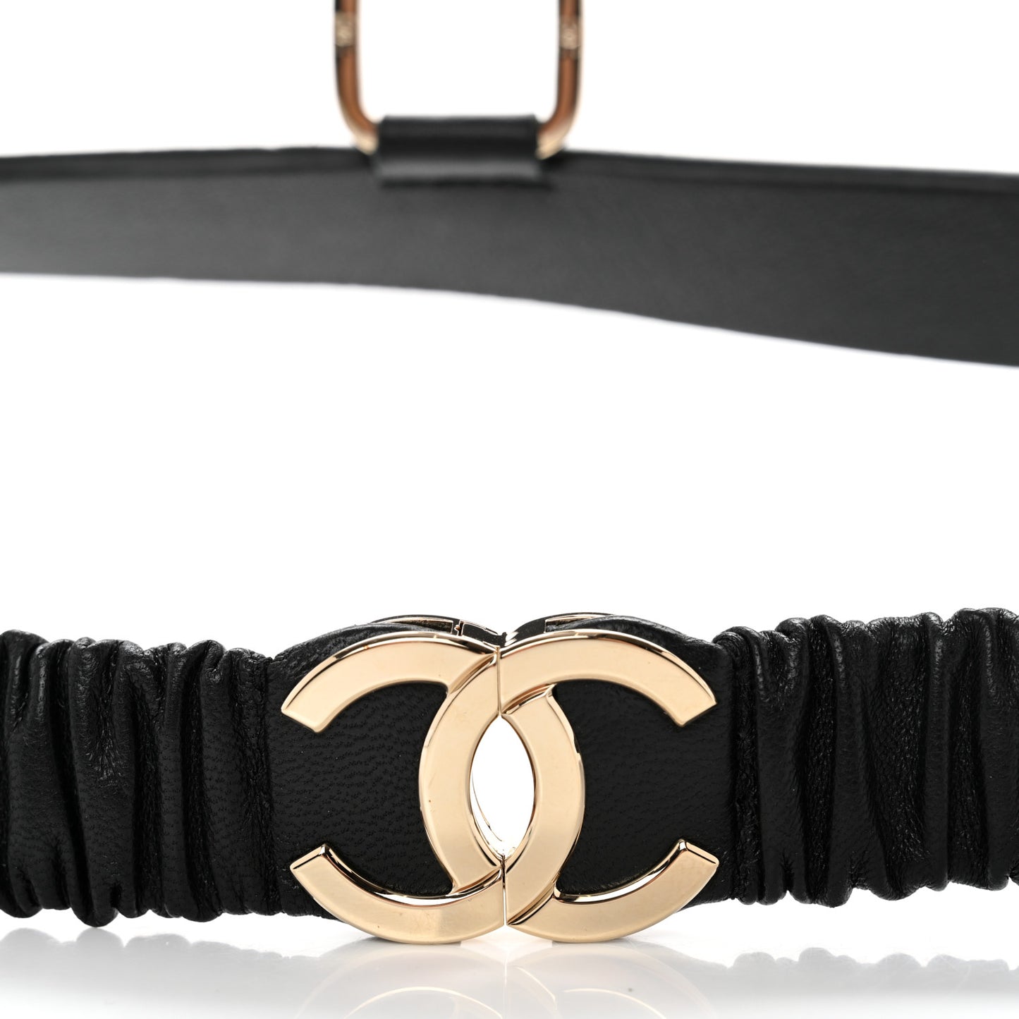 Lambskin Calfskin CC Chain Belt Suspenders 90 36 Black