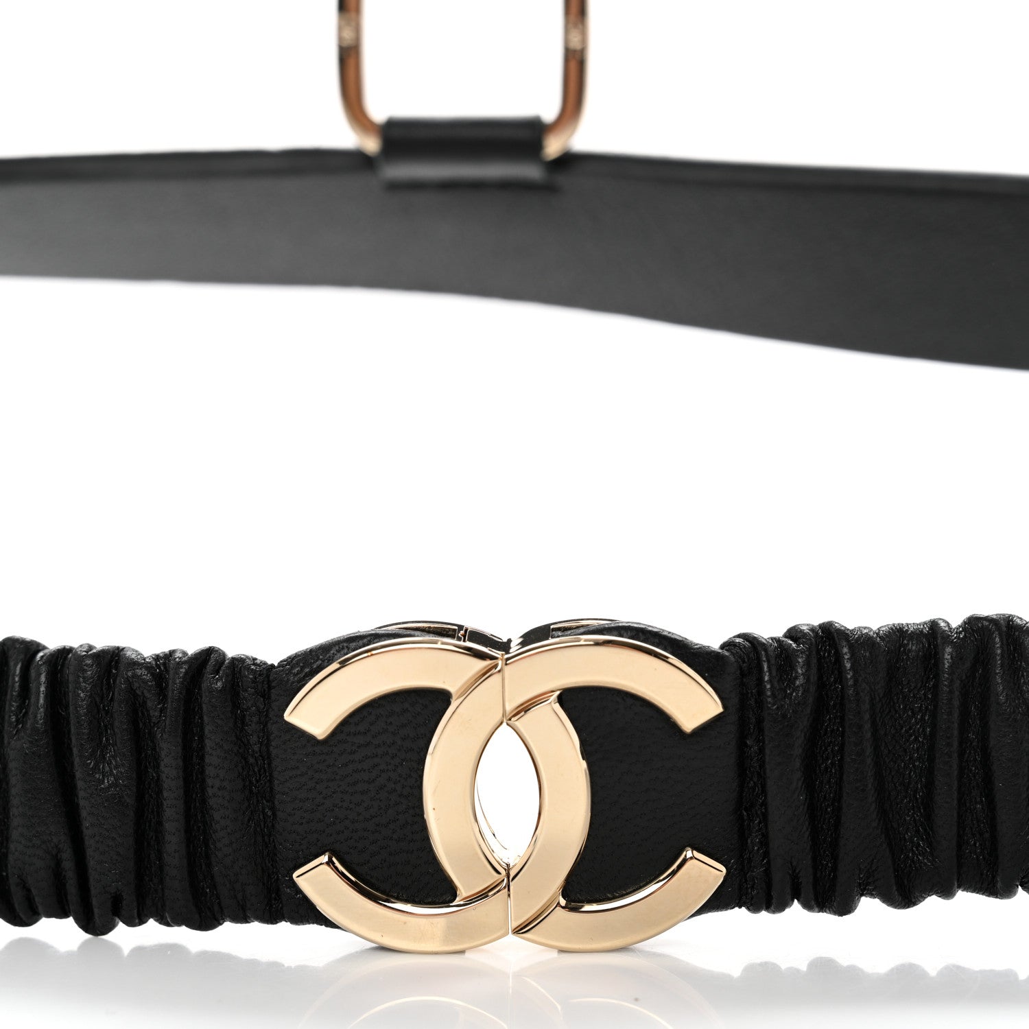 Chanel Lambskin Calfskin CC Chain Belt Suspenders 90 36 Black 3 of 9