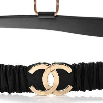 Chanel Lambskin Calfskin CC Chain Belt Suspenders 90 36 Black 3 of 9