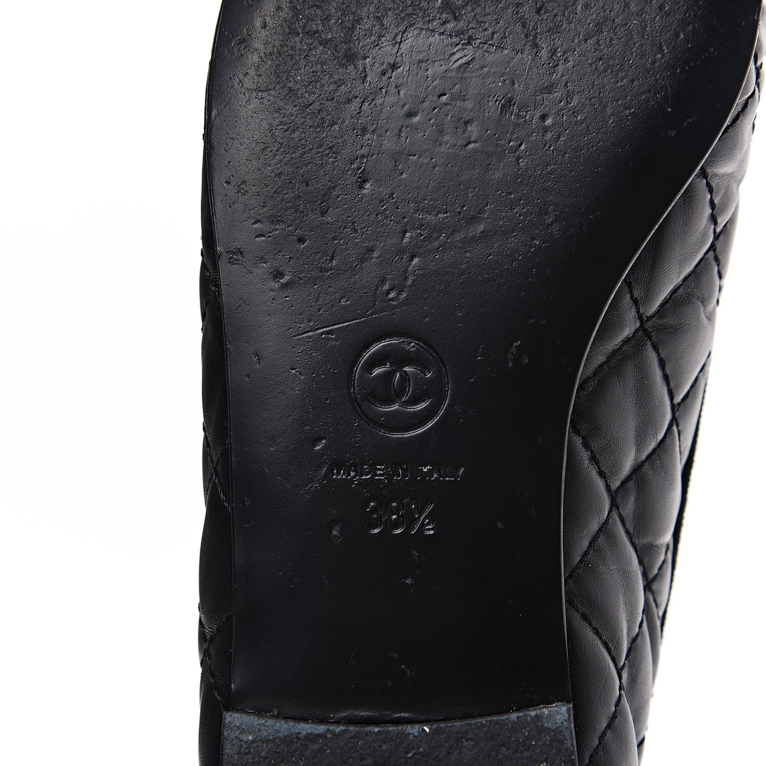 Chanel Aged Calfskin Quilted Cap Toe Ballerina Flats 38.5 Black 7 of 10