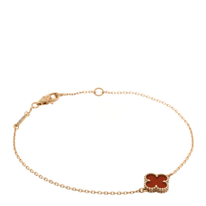 Van Cleef & Arpels 18K Rose Gold Carnelian Sweet Alhambra Bracelet 1 of 4