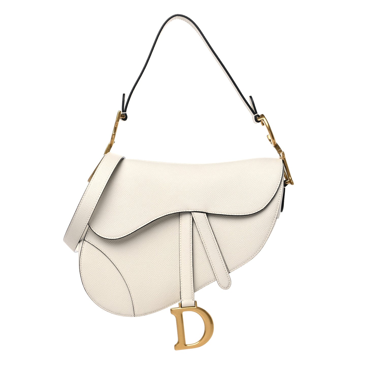 Grained Calfskin Saddle Bag With Strap Latte