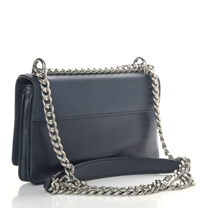 Prada Saffiano Soft Calf Chain Crossbody Bag Baltico 3 of 10