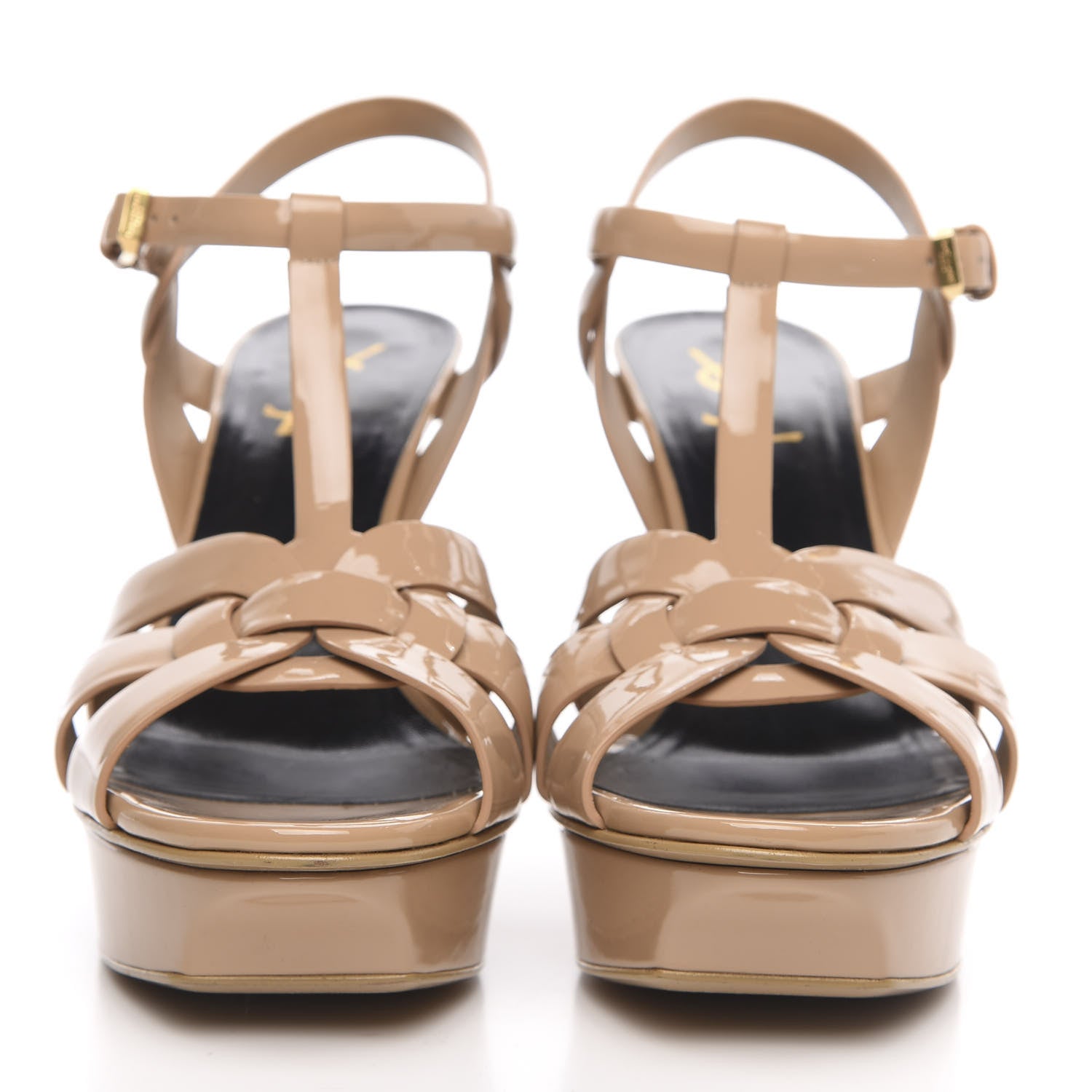 Saint Laurent Patent Tribute 75 Platform Sandals 40 Dark Nude 2 of 10