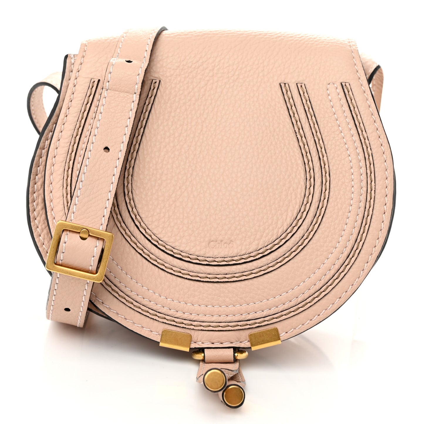 Grained Calfskin Small Marcie Saddle Bag Anemone Pink