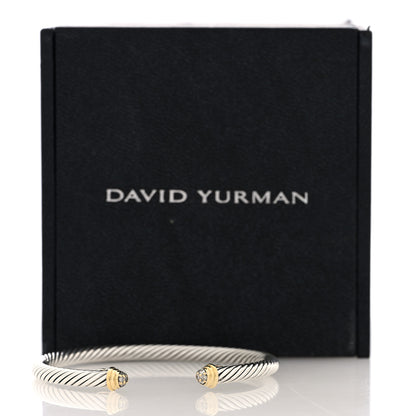 David Yurman Sterling Silver 18K Yellow Gold Diamond 4mm Cable Classics Pave Dome Bracelet 4 of 4