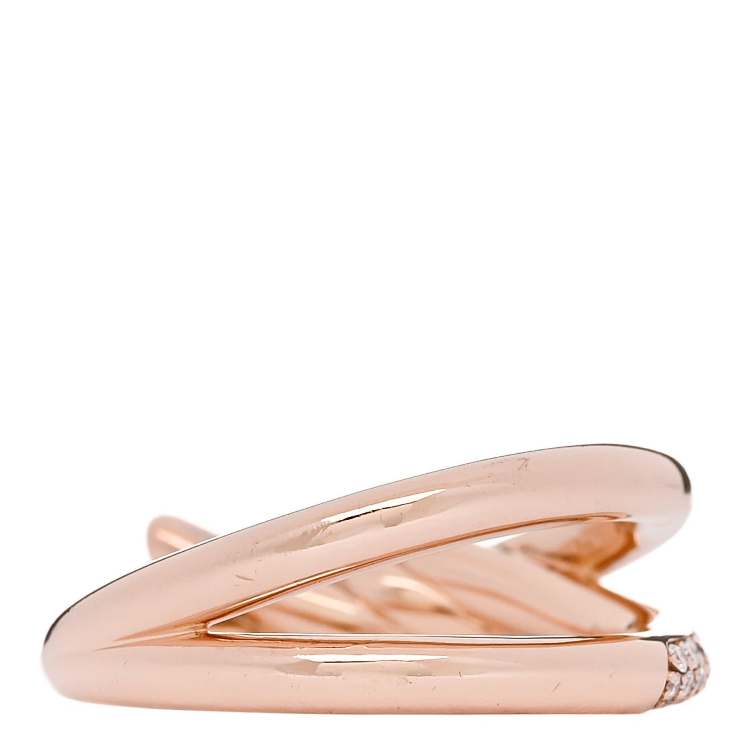 Tiffany 18K Rose Gold Diamond Double Row Knot Ring 56 7.5 3 of 5