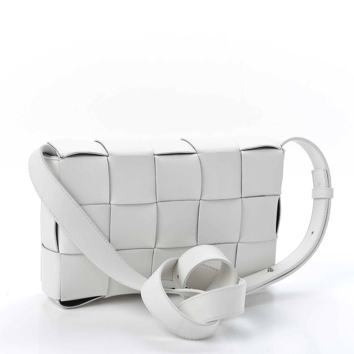 Bottega Veneta Lambskin Maxi Intrecciato Cassette Crossbody Bag White 2 of 8