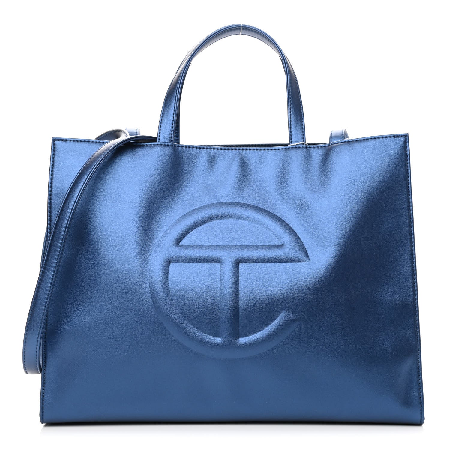 Telfar Metallic Vegan Leather Medium Shopping Bag Cobalt 1 of 9