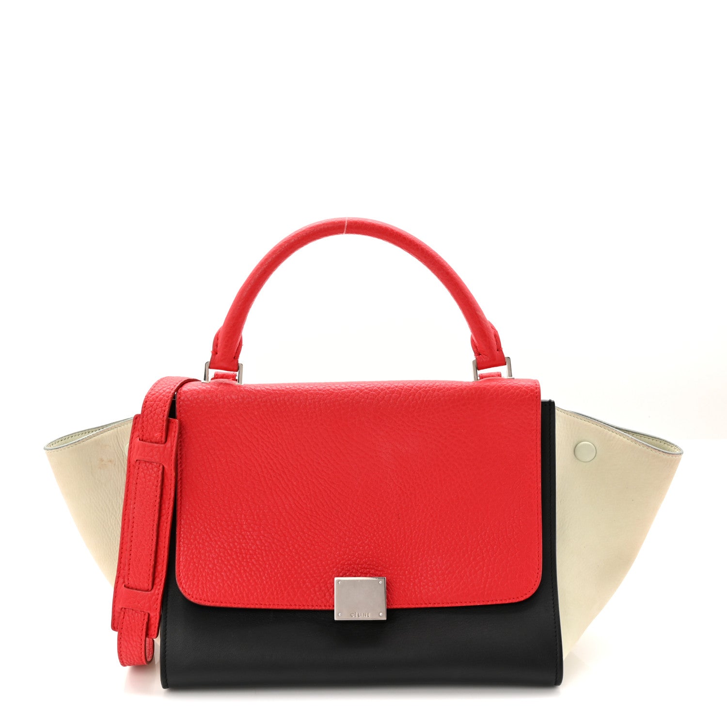 Celine Bullhide Calfskin Nubuck Small Tri-Color Trapeze Bright Red 1 of 11