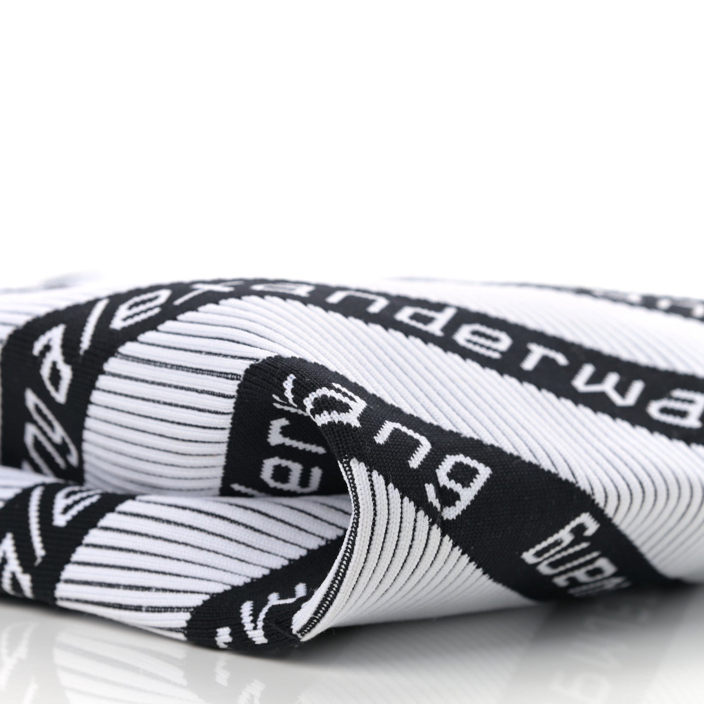 Knit Jacquard Diagonal Logo Shopper Tote Black White