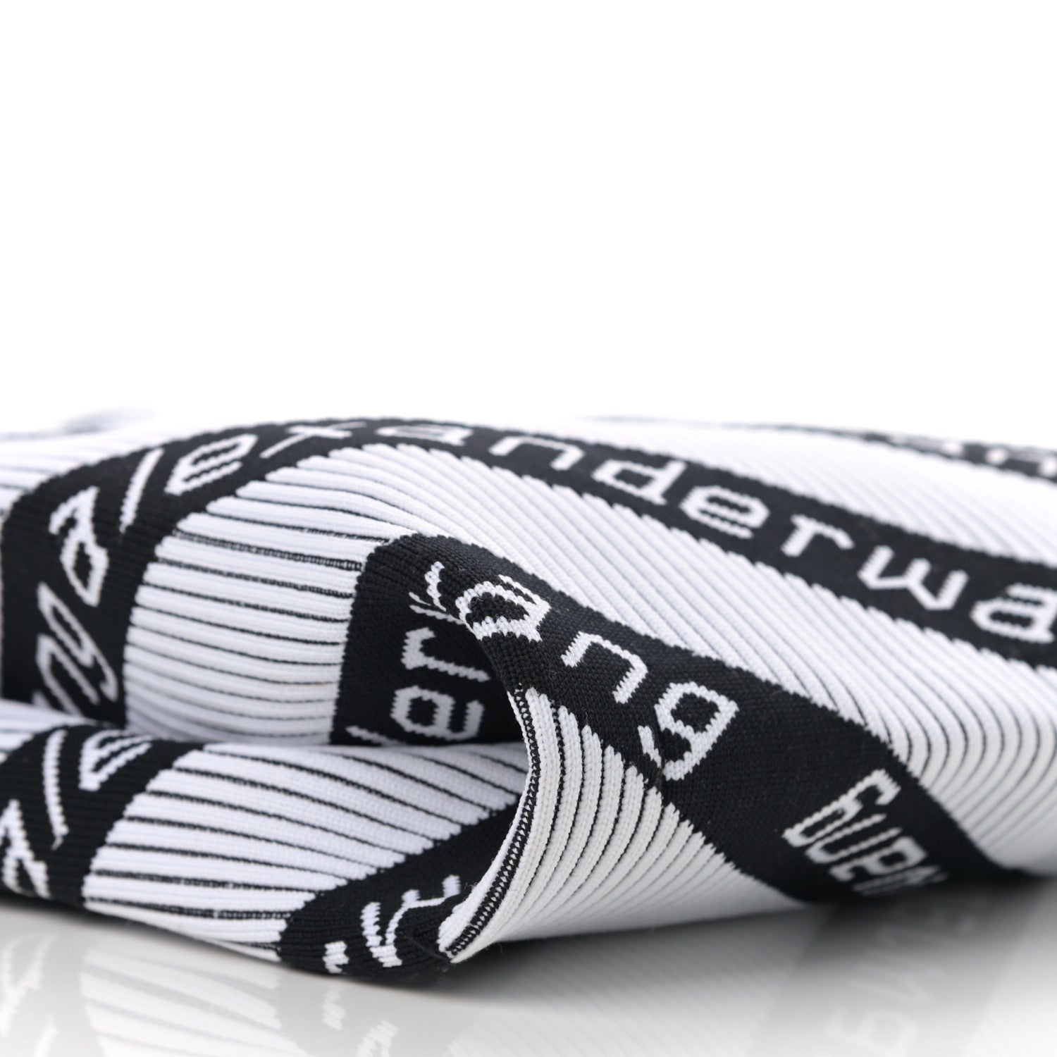 Alexander Wang Knit Jacquard Diagonal Logo Shopper Tote Black White 10 of 11