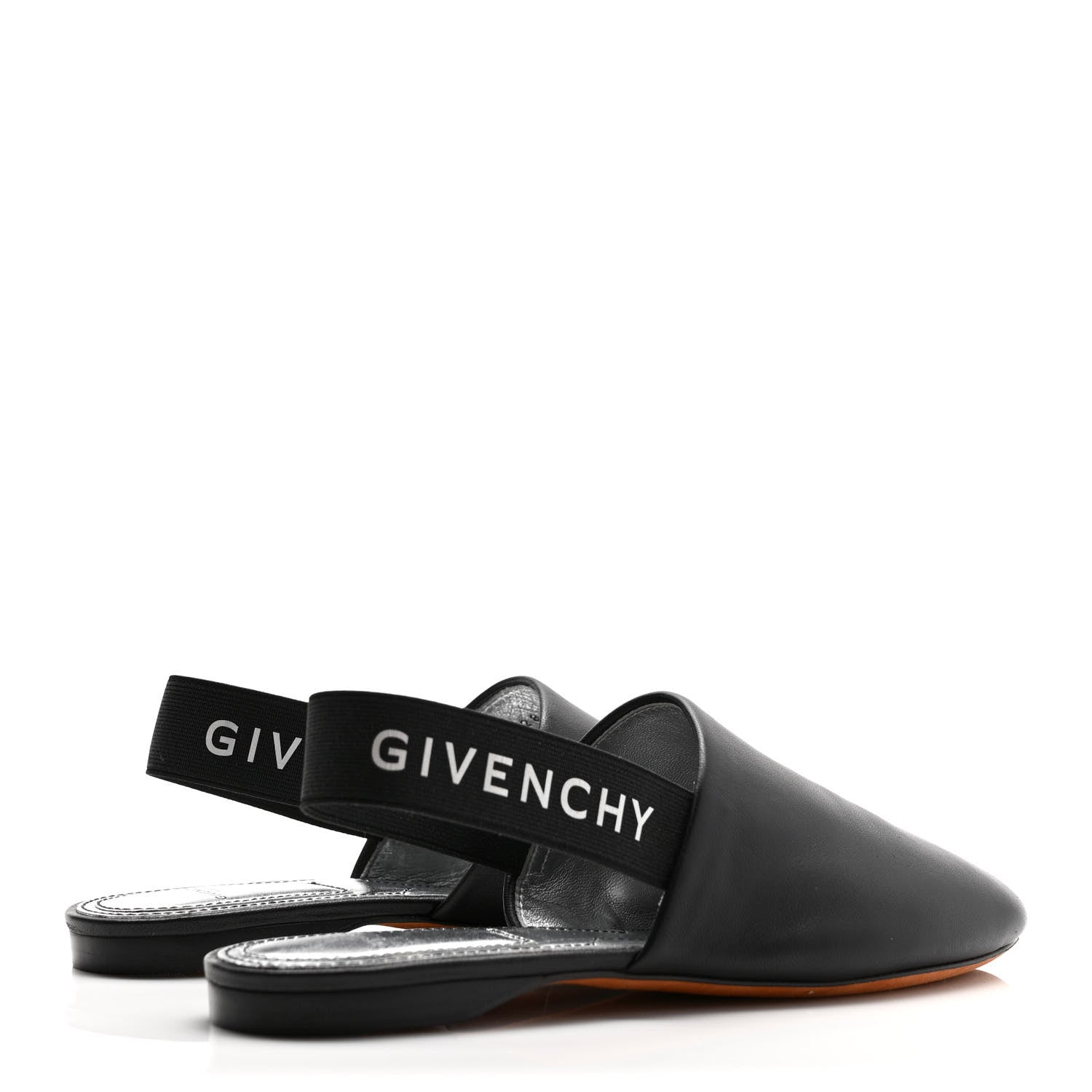 Givenchy Nappa Rivington Logo Slingback Flat 35 Black Silver 4 of 8