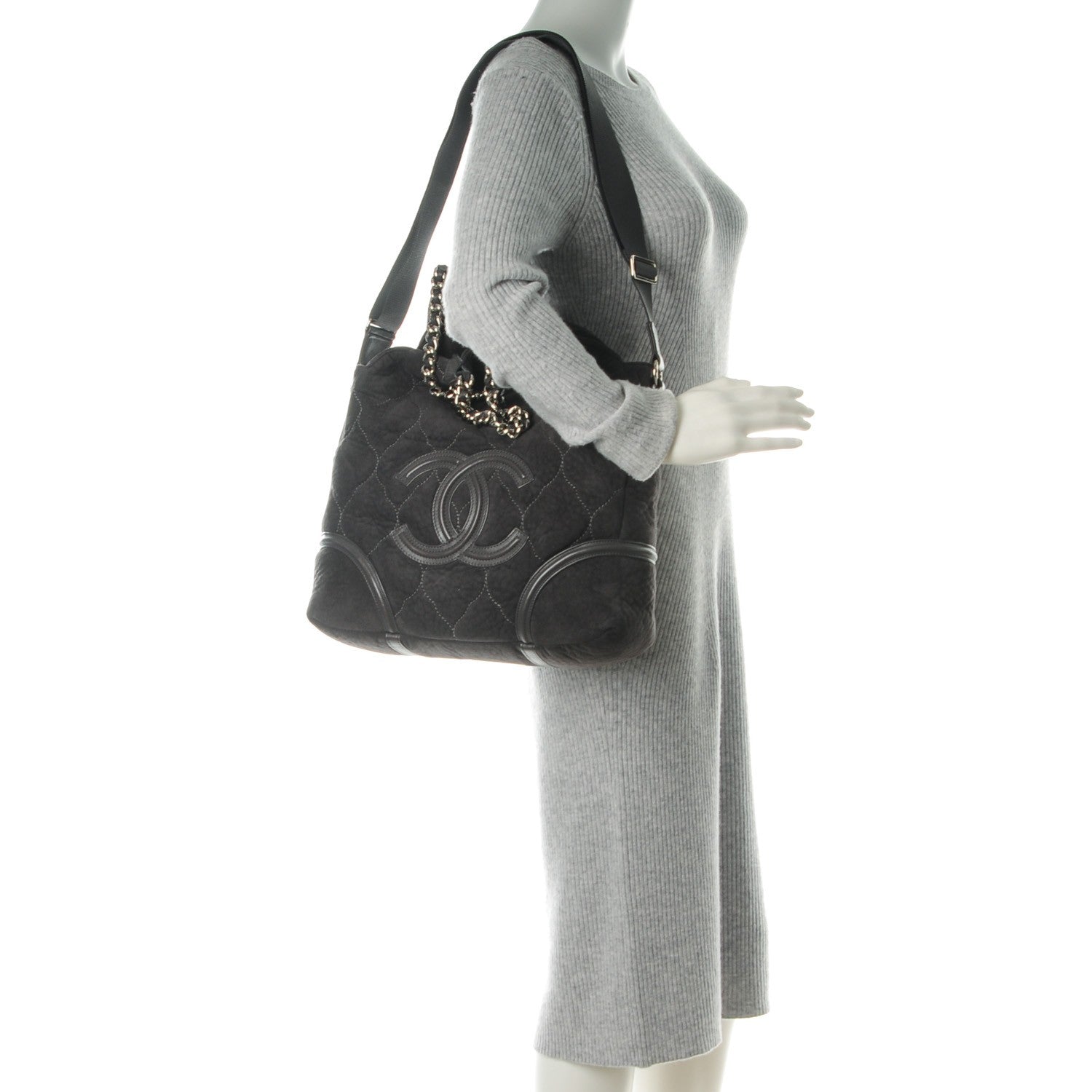 Chanel Microsuede Quilted Rodeo Drive Hobo Black 2 of 7