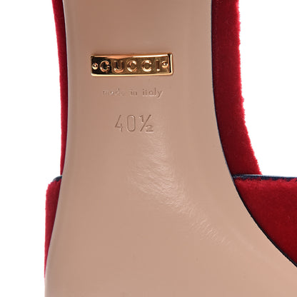 Gucci Velvet Pearl Embellished Slide Sandals 40.5 Hibiscus Red 6 of 9